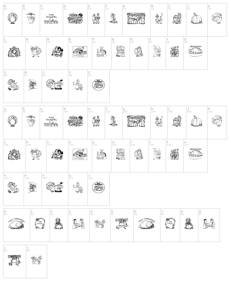 Thanksgiving Day font map